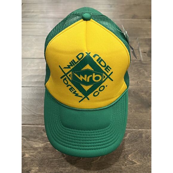 Wild Ride Brewing Mens Green Yellow Adjustable Snapback Trucker Hat NWT - Picture 2 of 8